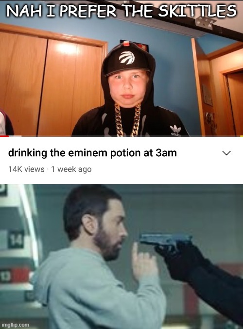 but i prefer skittles | NAH I PREFER THE SKITTLES | image tagged in eminem holding a rocket launcher,godzilla | made w/ Imgflip meme maker