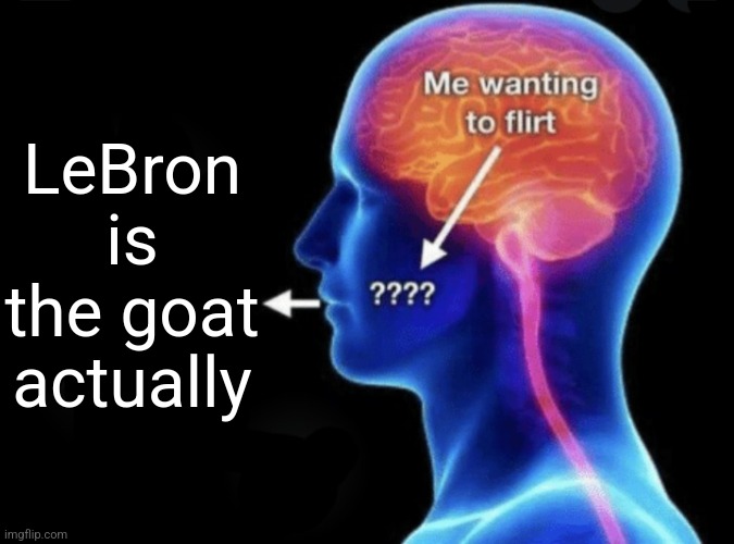 Me wanting to flirt | LeBron is the goat actually | image tagged in me wanting to flirt | made w/ Imgflip meme maker