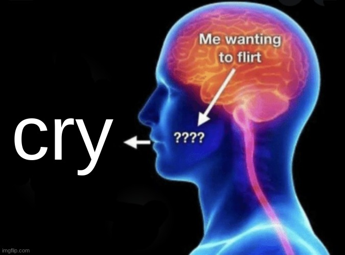 Me wanting to flirt | cry | image tagged in me wanting to flirt | made w/ Imgflip meme maker