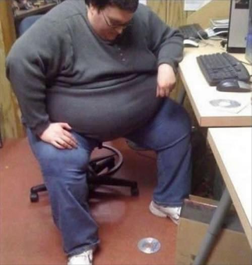 Fat guy with cd Blank Meme Template