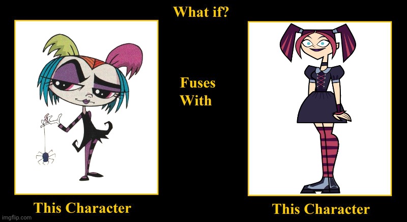 Creepie Creecher Fuses With Scary Girl | image tagged in what if fuses,total drama,scary girl,growing up creepie,creepie creecher,goth | made w/ Imgflip meme maker