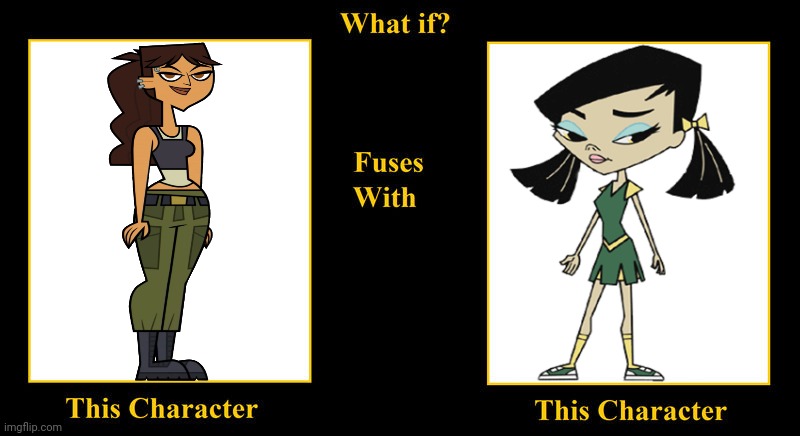 Axel Espinoza Fuses With Carla Cabrera | image tagged in what if fuses,growing up creepie,carla cabrera,total drama,axel,hispanic | made w/ Imgflip meme maker