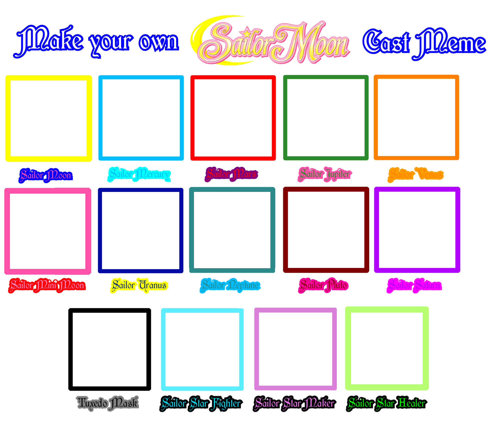 Make your own Sailor Moon Cast Meme Blank Meme Template