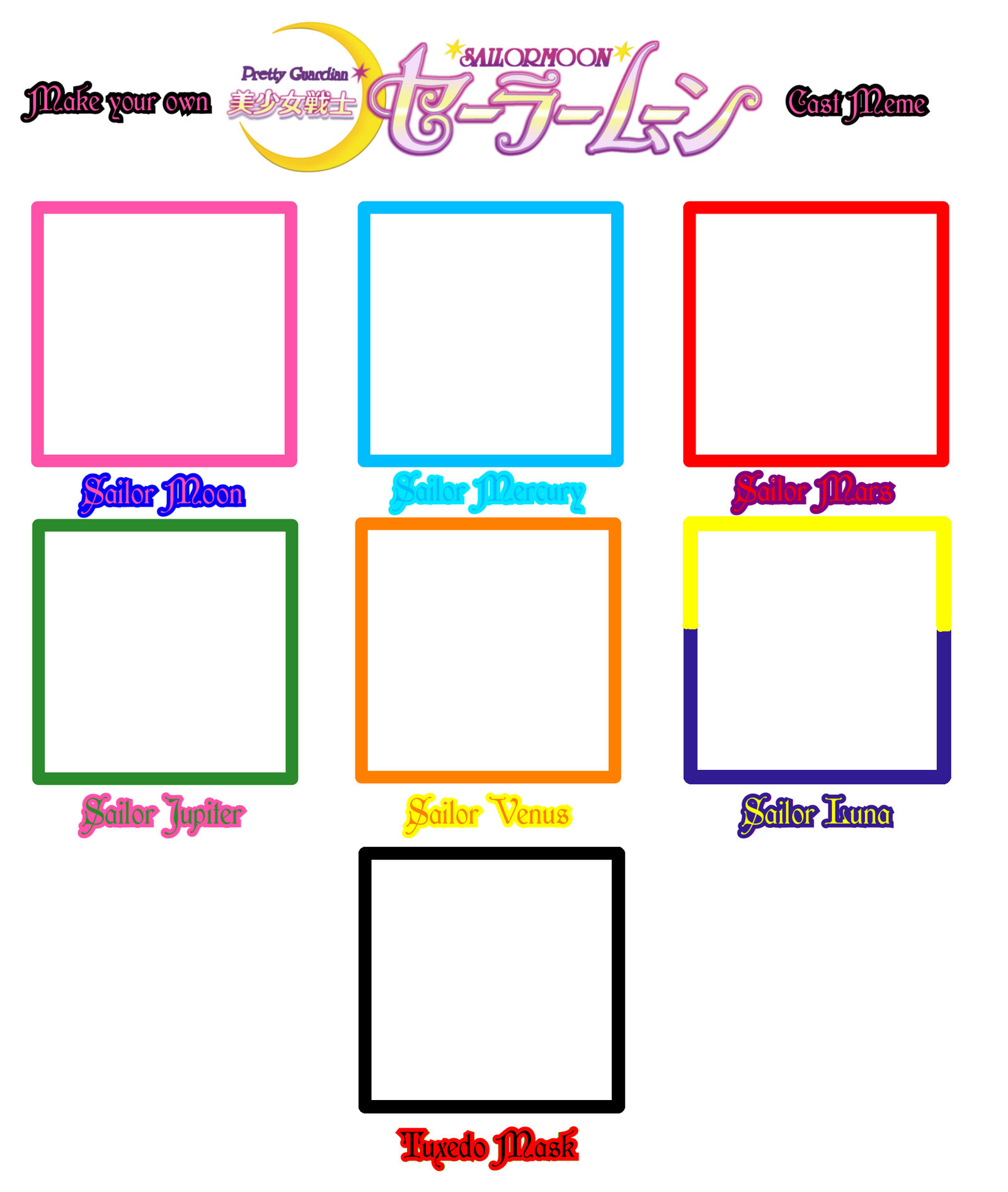 Make your own PGSM Sailor Moon Cast Meme Blank Meme Template