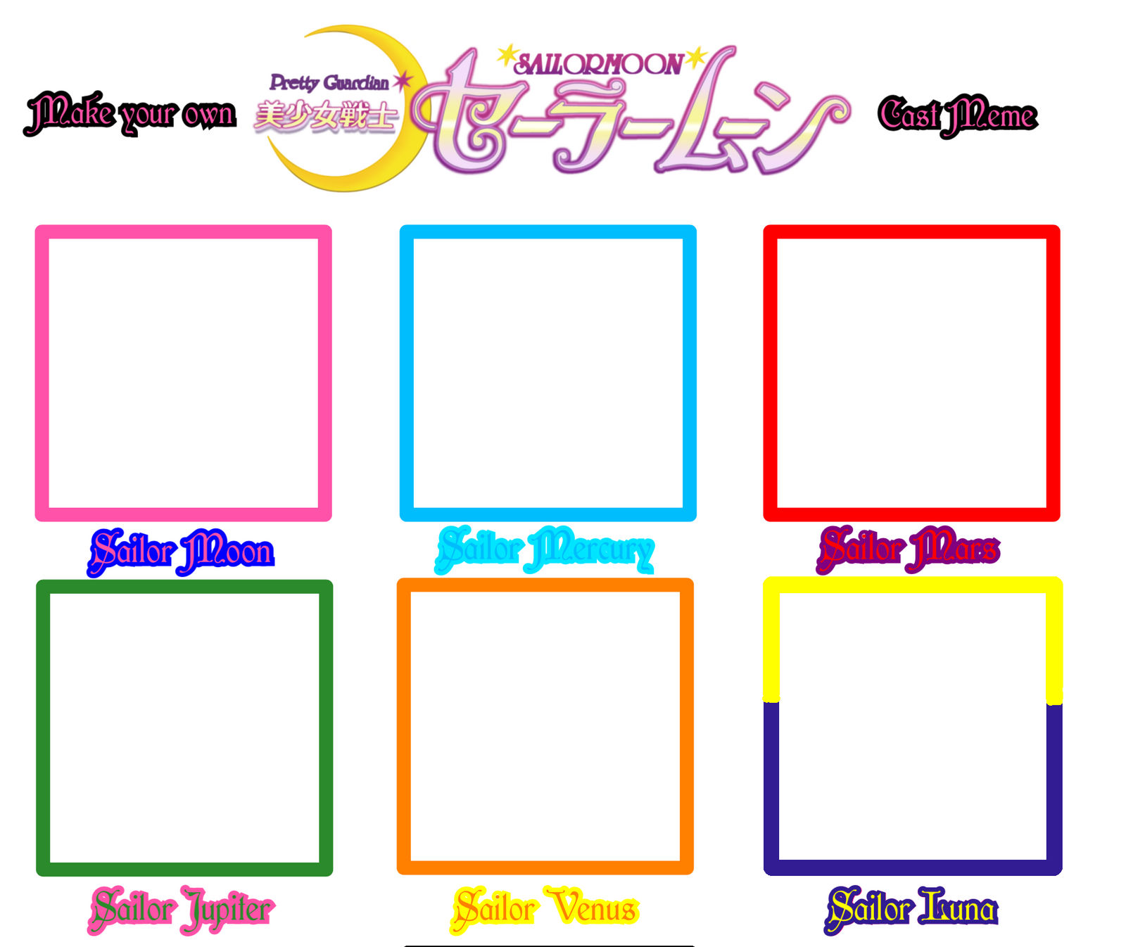 Make your own PGSM Sailor Moon Cast Meme Blank Meme Template
