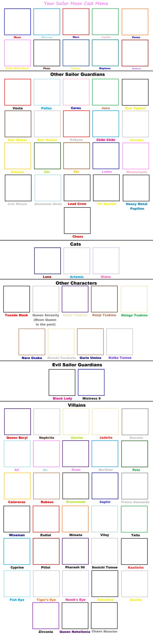 Your Sailor Moon Cast Meme Blank Meme Template