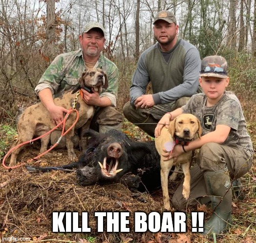 KILL THE BOAR !! | image tagged in hunting | made w/ Imgflip meme maker