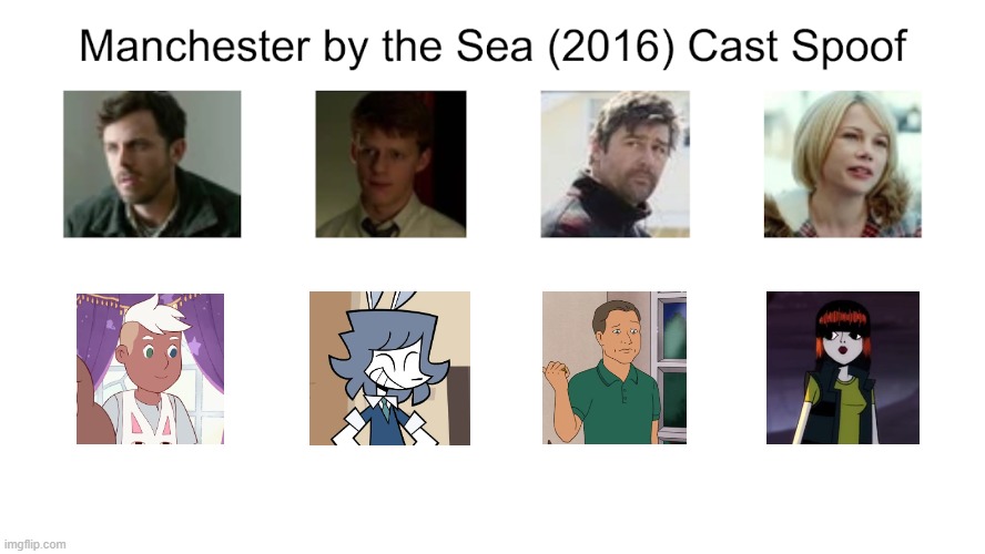 Credit to Waldness Topic International for this used | image tagged in meme,memes,manchester by the sea,characters,spoof cast,roles | made w/ Imgflip meme maker