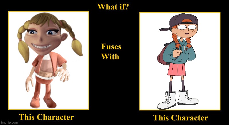 Britney Tenelli Fuses With Maggie Johnson | image tagged in what if fuses,amphibia,maggie,britney tenelli,jimmy neutron,maggie johnson | made w/ Imgflip meme maker