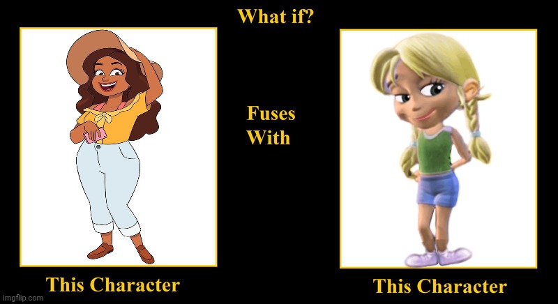 Kristine Sanchez Fuses With Elke Elkberg | image tagged in what if fuses,elke elkberg,jimmy neutron,hailey's on it,kristine sanchez,beauty | made w/ Imgflip meme maker
