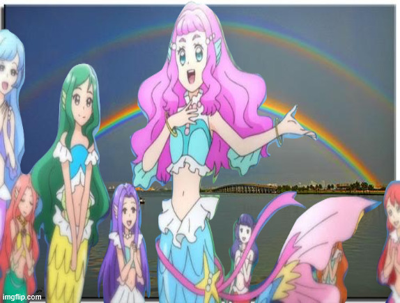 laura singing over the rainbow | image tagged in over the rainbow,precure,the little mermaid,anime,laura singing,wizard of oz | made w/ Imgflip meme maker