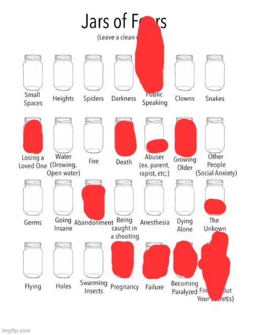 Jar of fears clear version | image tagged in jar of fears clear version | made w/ Imgflip meme maker