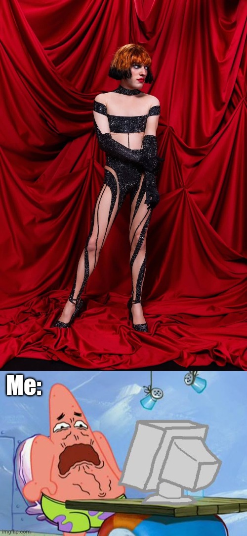 This outfit of Nemo is the worst outfit I've ever seen for a Eurovision winner | Me: | image tagged in patrick star internet disgust,funny,eurovision,winner,disgusting | made w/ Imgflip meme maker