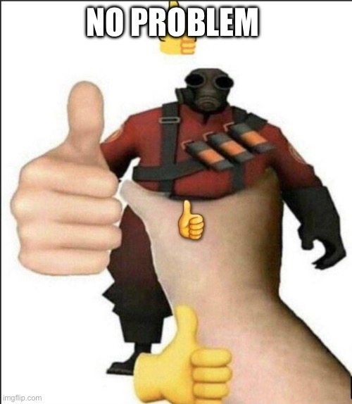 Pyro thumbs up | NO PROBLEM | image tagged in pyro thumbs up | made w/ Imgflip meme maker
