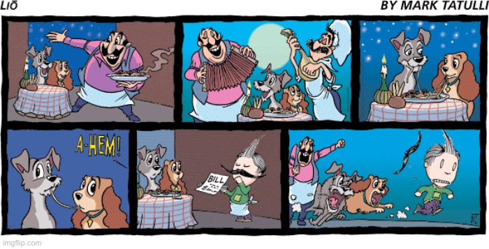 image tagged in comics,lio,lady and the tramp,waiter | made w/ Imgflip meme maker