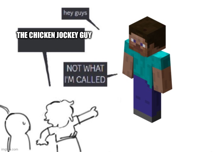 Hey Guys - NOT WHAT I'M CALLED | THE CHICKEN JOCKEY GUY | image tagged in hey guys - not what i'm called | made w/ Imgflip meme maker