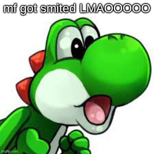 yoshi pog | mf got smited LMAOOOOO | image tagged in yoshi pog | made w/ Imgflip meme maker