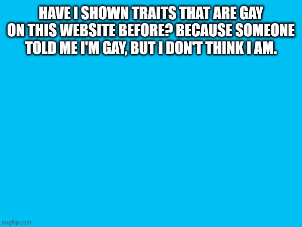 idfk and I'm sorry to choose who I pissed off | HAVE I SHOWN TRAITS THAT ARE GAY ON THIS WEBSITE BEFORE? BECAUSE SOMEONE TOLD ME I'M GAY, BUT I DON'T THINK I AM. | made w/ Imgflip meme maker