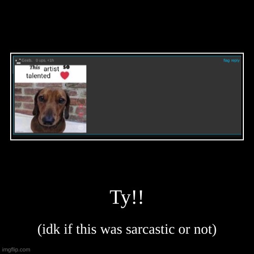 Ty!! | (idk if this was sarcastic or not) | image tagged in funny,demotivationals | made w/ Imgflip demotivational maker