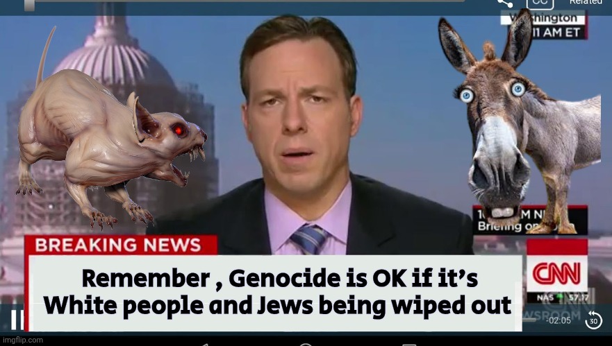 cnn breaking news template | Remember , Genocide is OK if it's White people and Jews being wiped out | image tagged in cnn breaking news template | made w/ Imgflip meme maker
