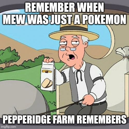 can i go back? | REMEMBER WHEN MEW WAS JUST A POKEMON; PEPPERIDGE FARM REMEMBERS | image tagged in memes,pepperidge farm remembers,pokemon,mew,brainrot | made w/ Imgflip meme maker