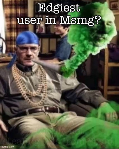Waltuh | Edgiest user in Msmg? Totally not stealing this from Yoshi | image tagged in waltuh,msmg | made w/ Imgflip meme maker