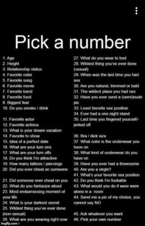 Type shi | image tagged in pick a number | made w/ Imgflip meme maker