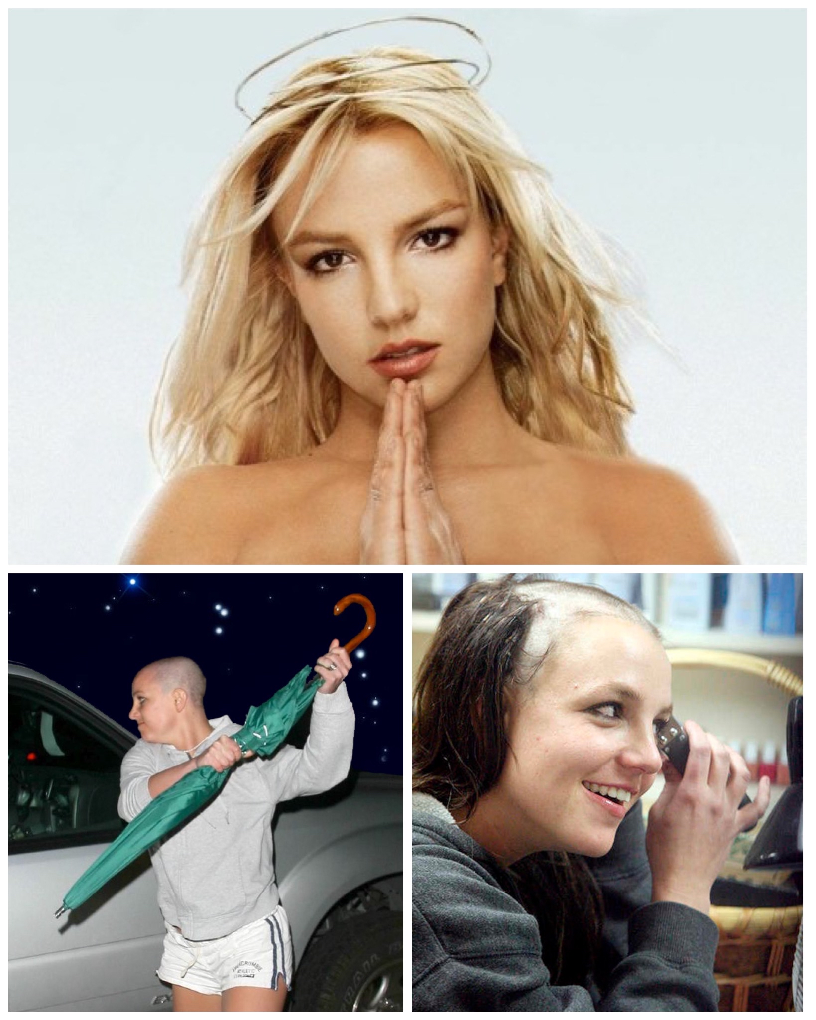 Britney Angelic Umbrella Hair Bold Blank Meme Template