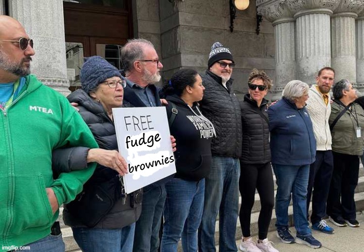 Protest | fudge; brownies | image tagged in fudge,protest,protesters | made w/ Imgflip meme maker