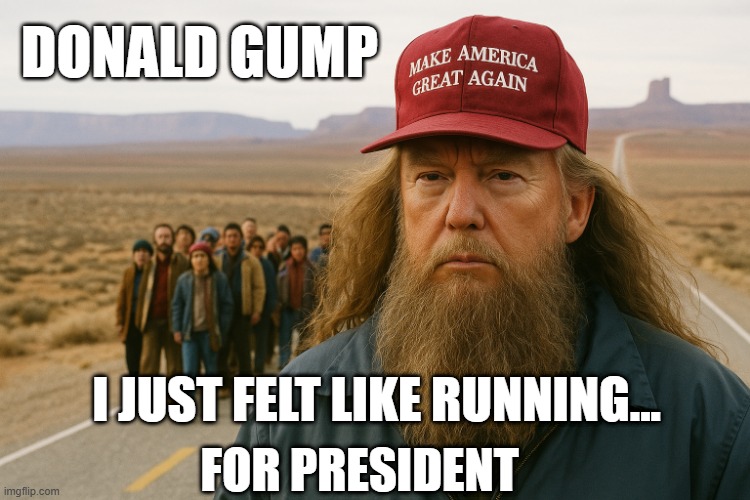 Mama says, "Stupid is as stupid does... " | DONALD GUMP; I JUST FELT LIKE RUNNING... FOR PRESIDENT | image tagged in trump,gump,mama,running,potus,forrest gump box of chocolates | made w/ Imgflip meme maker