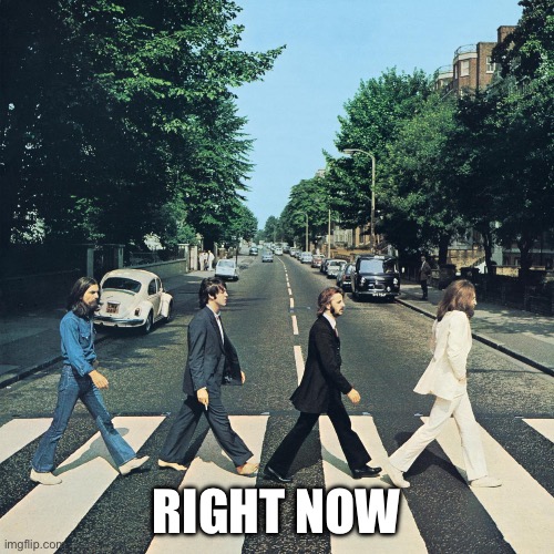 The beatles | RIGHT NOW | image tagged in the beatles | made w/ Imgflip meme maker