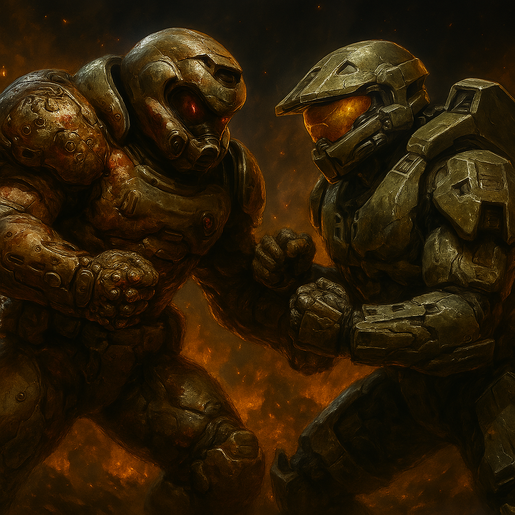 High Quality cheif vs doom slayer Blank Meme Template