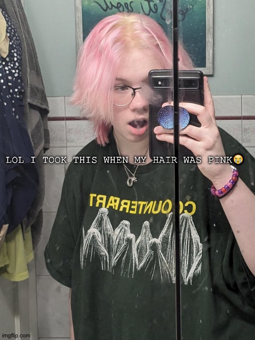 LOL I TOOK THIS WHEN MY HAIR WAS PINK😭 | made w/ Imgflip meme maker