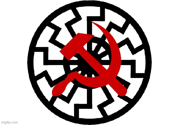 communazi | image tagged in nazi black sun,communism | made w/ Imgflip meme maker