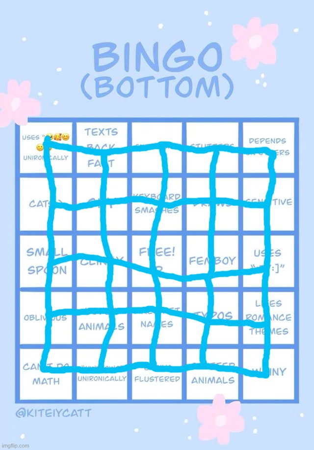bottom bingo | image tagged in bottom bingo | made w/ Imgflip meme maker