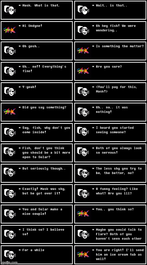 Dialogue between fish and Undyne… | made w/ Imgflip meme maker