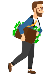 Cartoon Man with Suitcase Full Of Money Blank Meme Template