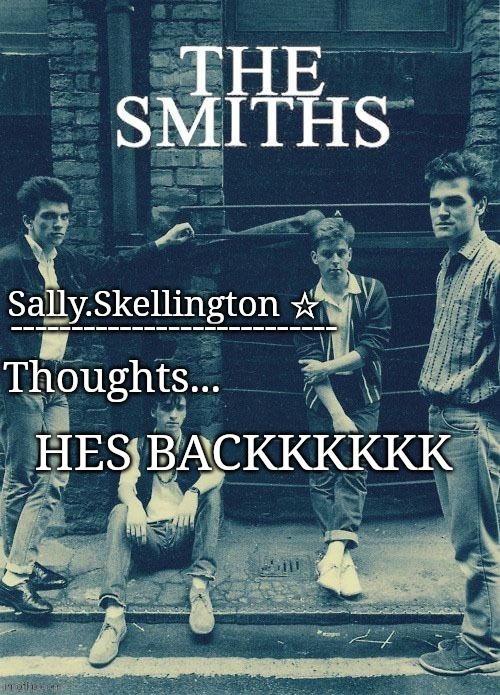 Sally's temp | HES BACKKKKKK | image tagged in sally's temp | made w/ Imgflip meme maker