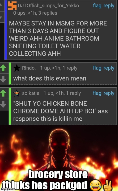 brocery store thinks hes packgod 😂✌️ | image tagged in packgod | made w/ Imgflip meme maker