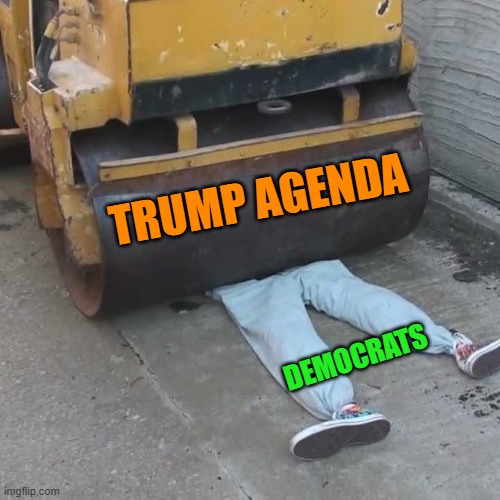 Crushing It | TRUMP AGENDA; DEMOCRATS | image tagged in donald trump,trump administration,trump agenda,democrats | made w/ Imgflip meme maker