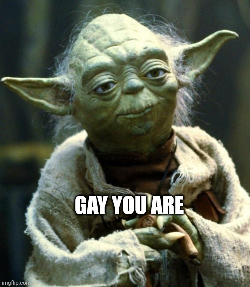I'm not gay! | GAY YOU ARE | image tagged in memes,star wars yoda | made w/ Imgflip meme maker