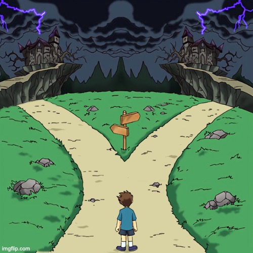 Two paths | image tagged in two paths | made w/ Imgflip meme maker