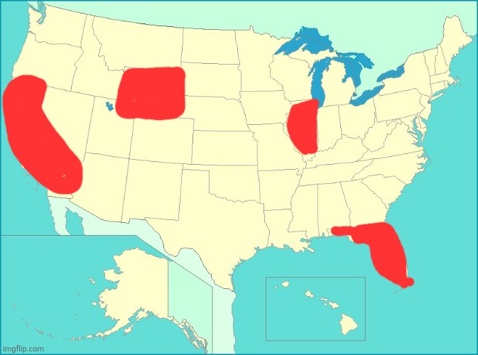 Top comment eliminates a state until 1 remains part 5 | image tagged in usa map | made w/ Imgflip meme maker