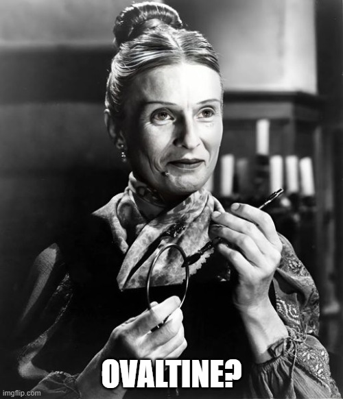 Frau Blucher | OVALTINE? | image tagged in young frankenstein,cloris leachman,frau blucher,ovaltine | made w/ Imgflip meme maker