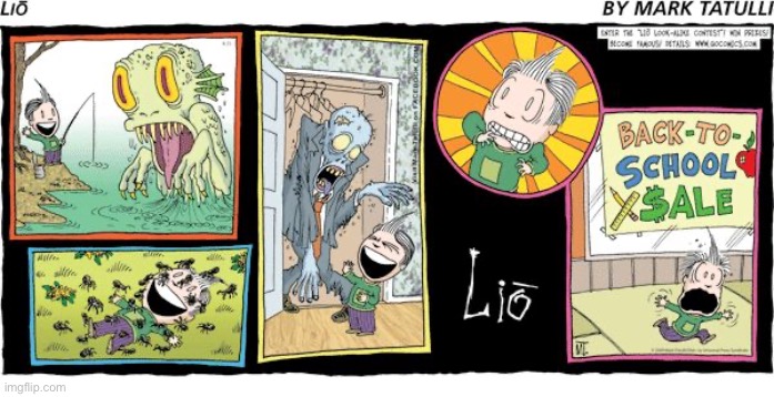 image tagged in comics,lio,no fear,back to school | made w/ Imgflip meme maker