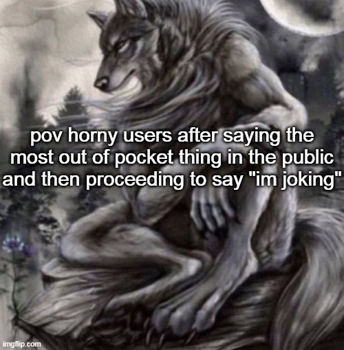 Alpha wolf | pov horny users after saying the most out of pocket thing in the public and then proceeding to say "im joking" | image tagged in alpha wolf | made w/ Imgflip meme maker