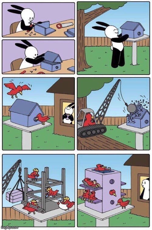 image tagged in comics,birds,birdhouse,upgrade | made w/ Imgflip meme maker
