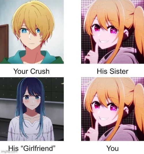 image tagged in oshi no ko,aqua,akane,ruby | made w/ Imgflip meme maker