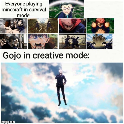he's just floating there...MENACINGLY | image tagged in gojo,lol,memes,anime | made w/ Imgflip meme maker