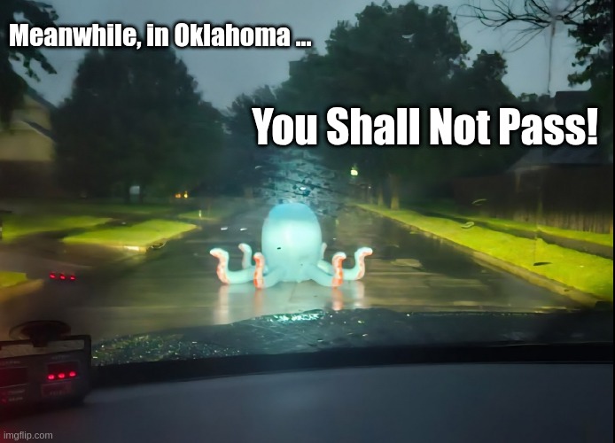 Octopus says You Shall Not Pass | Meanwhile, in Oklahoma ... You Shall Not Pass! | image tagged in oklahoma,weather,octopus | made w/ Imgflip meme maker